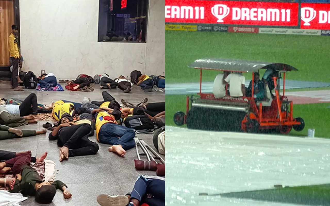CSK fans sleeping at railway station (Source - Twitter)