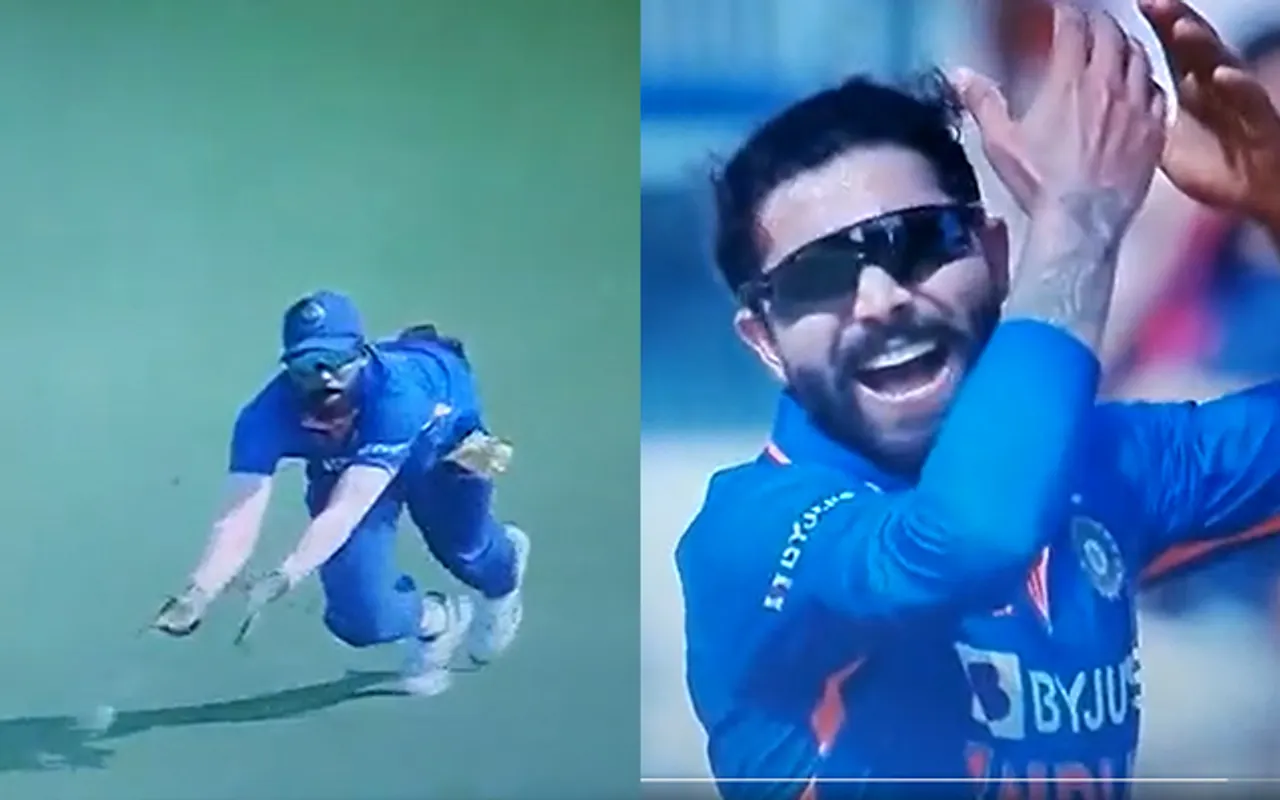 Ravindra Jadeja screaming after Mohammed Siraj dropped a tough catch (Source - Twitter)