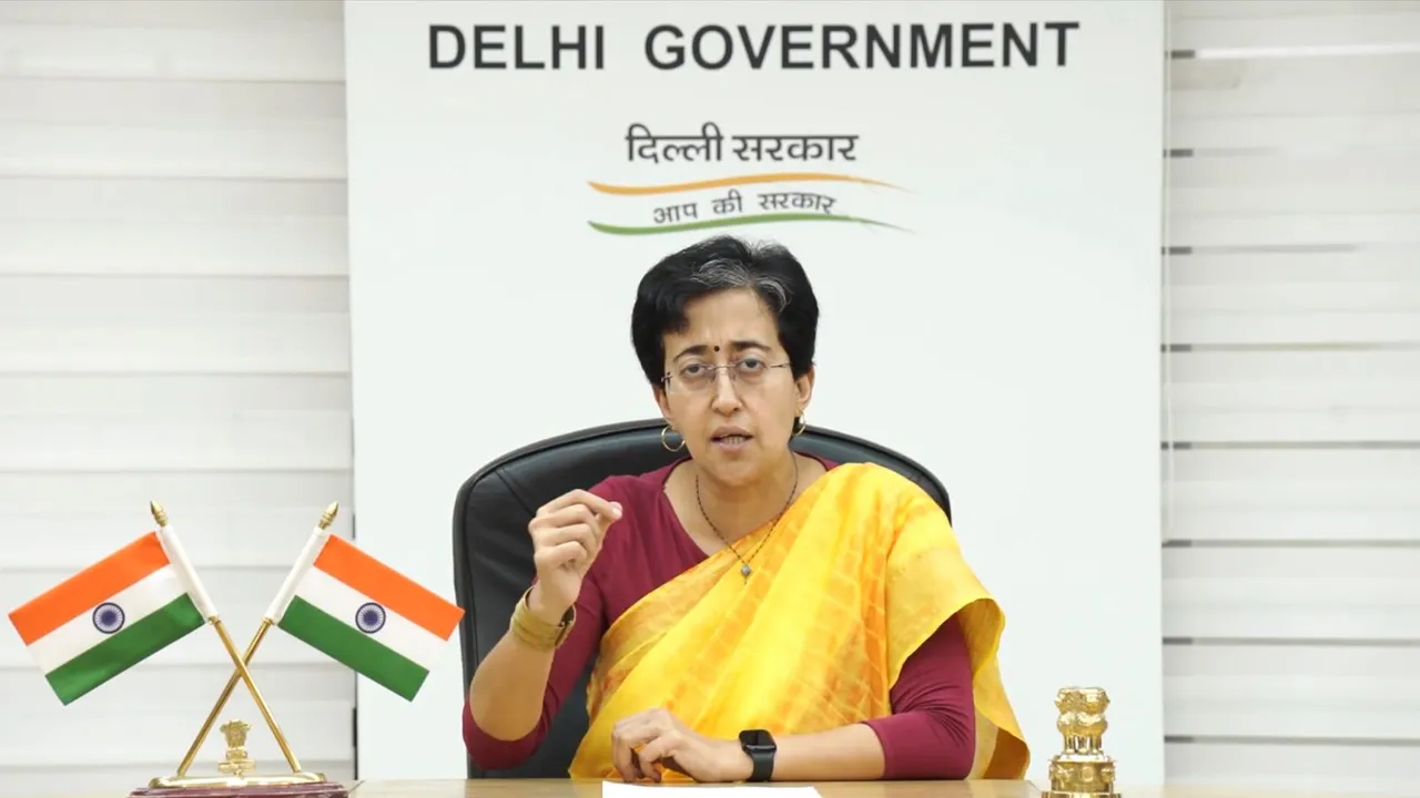 Delhi Minister and AAP leader Atishi addresses a press conference regarding the Education Department's order of compulsory transfer of 5000 teachers of Delhi Government schools, Thursday, July 4, 2024.