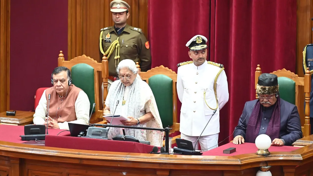 Uttar Pradesh Governor Anandiben Patel in state assembly, Lucknow