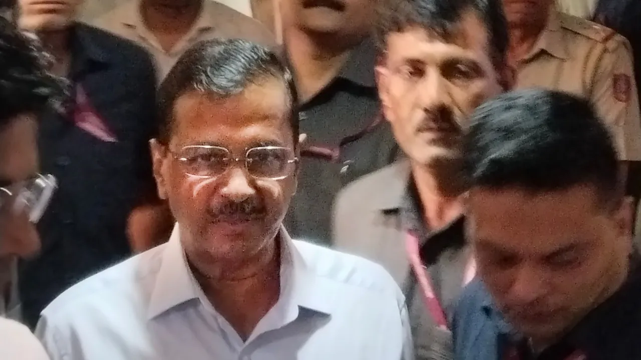 Delhi Chief Minister and AAP Convenor Arvind Kejriwal arrives to appear before the Rouse Avenue Court in the excise policy-linked money laundering case, in New Delhi, Monday, April 1, 2024.