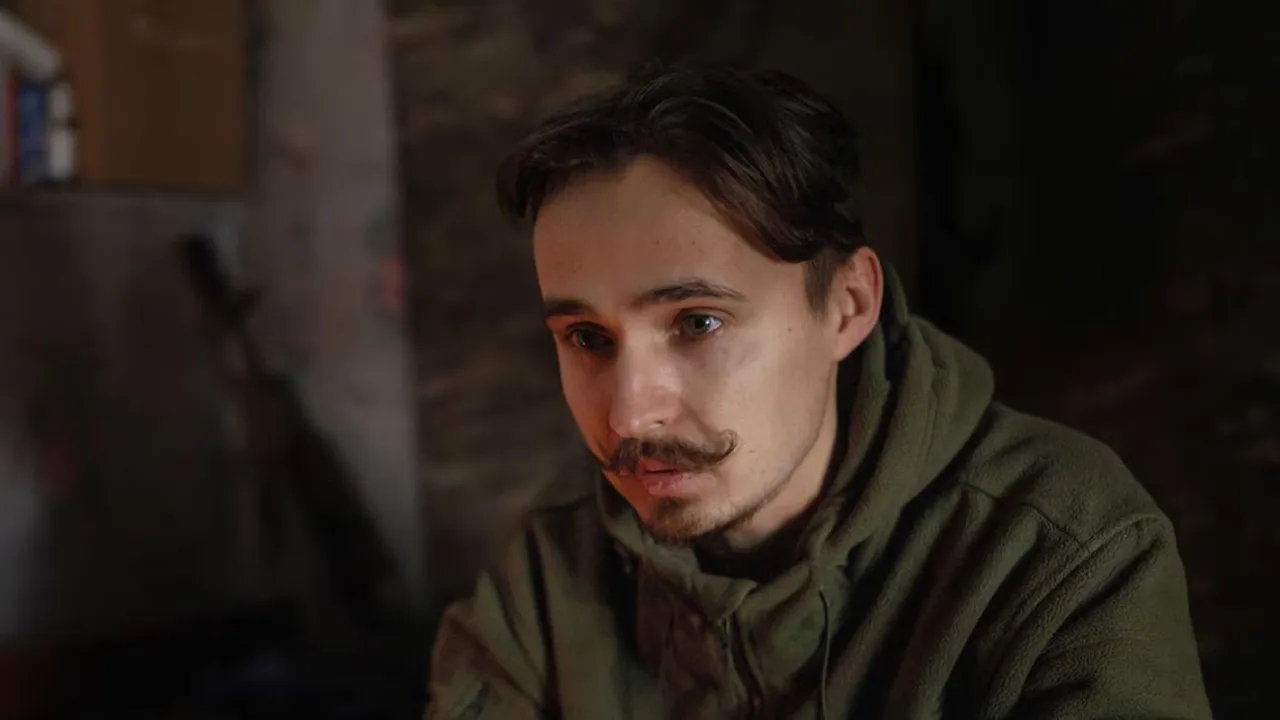 The serviceman of 47th brigade known by call-sign 'Azimuth', 33, speaks, during an interview with The Associated Press, in Donetsk region, Ukraine, on Thursday, Feb. 29, 2024.