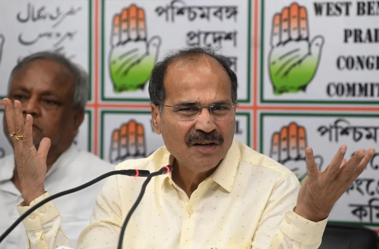 West Bengal Congress President and party MP Adhir Ranjan Chowdhury addresses a press conference, in Kolkata