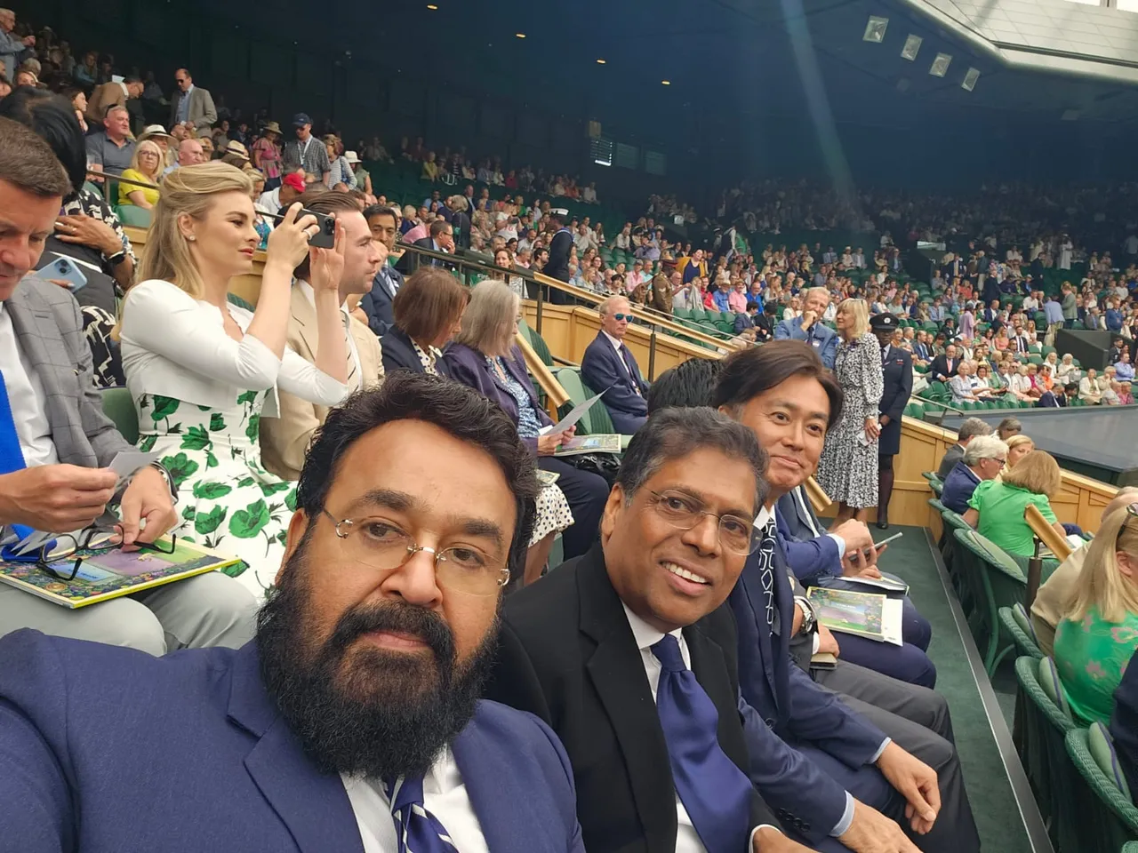 Malayalam actor Mohanlal watches Wimbledon match in London