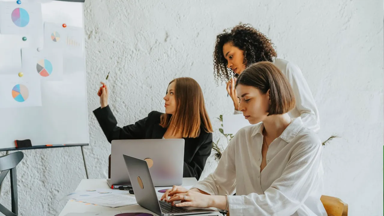 Female working office workspace