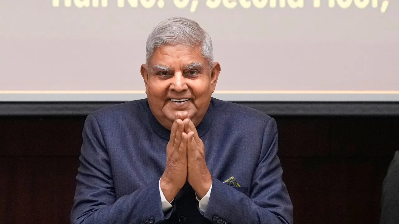 Vice President Jagdeep Dhankhar at the Foundation Day function of the National Human Rights Commission, in New Delhi, Friday, Oct. 18, 2024.