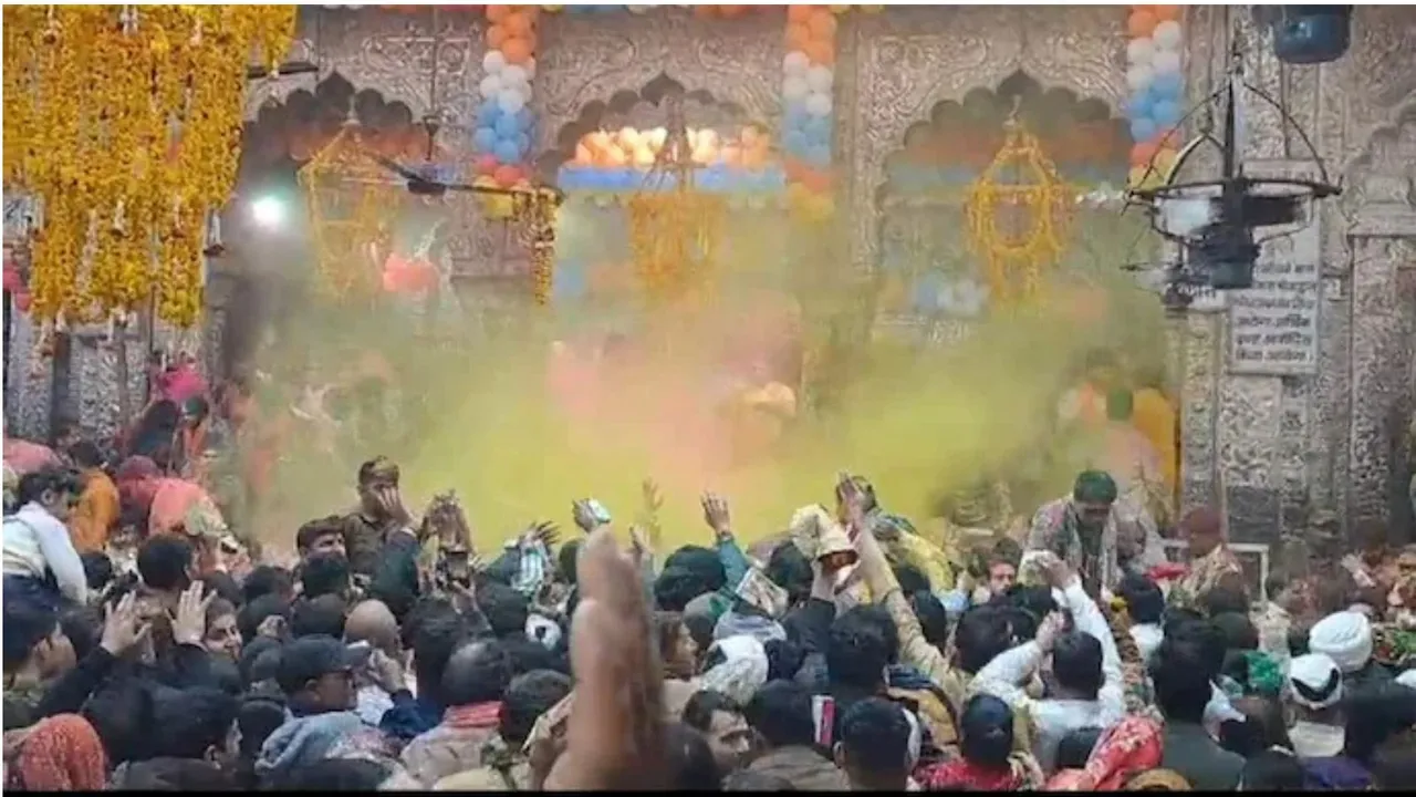 Holi celebration begins at Banke Bihari Temple in Vrindavan image