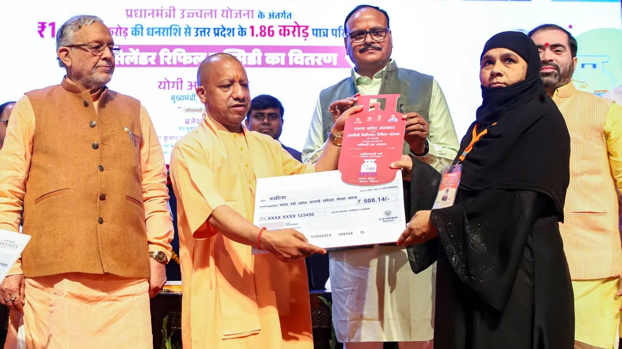 Yogi Adityanath LPG Cylinder Holi