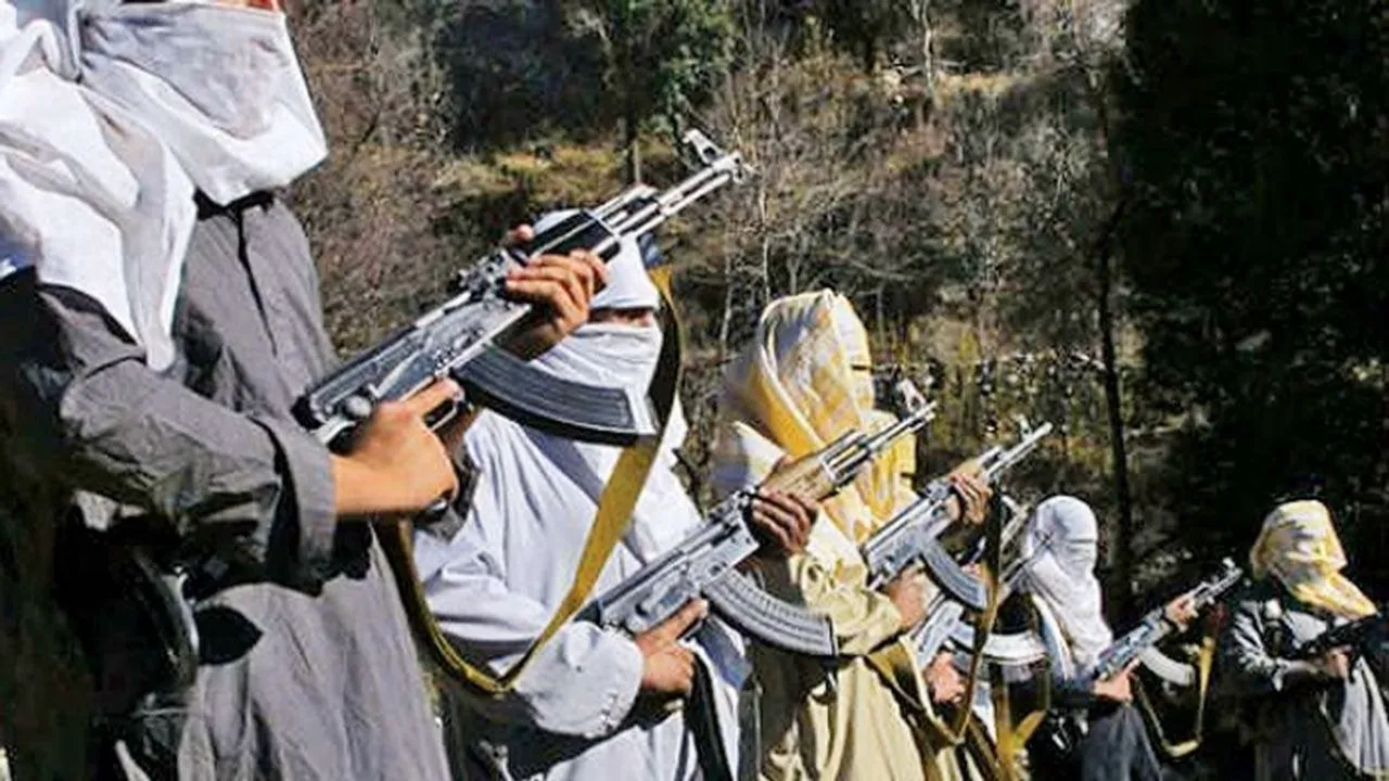 Terrorist in Kashmir with guns