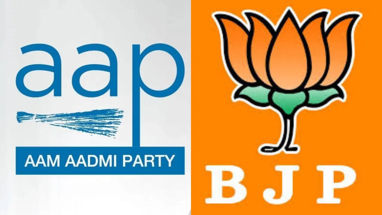 AAP BJP Flag AAP vs BJP AAP logo BJP Logo BJP AAP