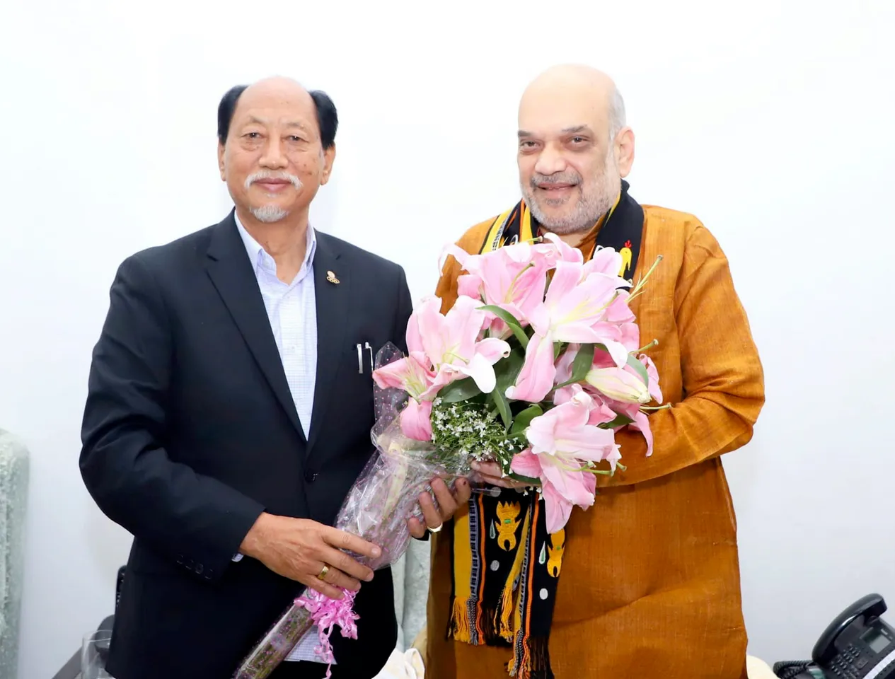 Union Home Minister Amit Shah with Nagaland CM Neiphiu Rio during a meeting, in New Delhi