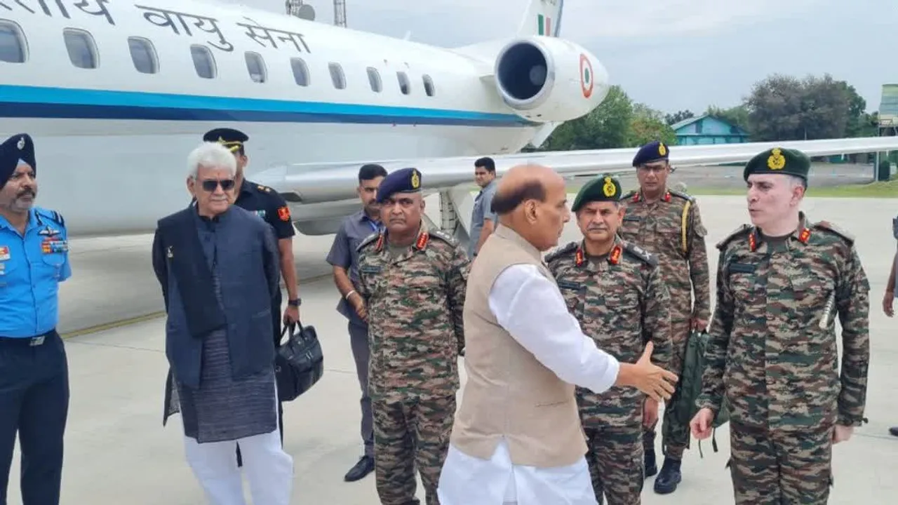Defence minister Rajnath Singh reaches Jammu; leaves for Rajouri