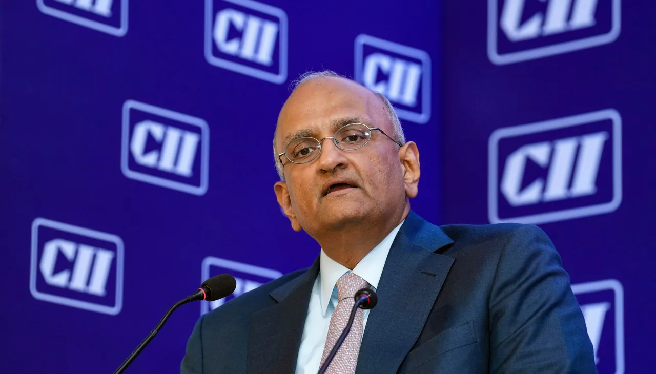 Confederation of Indian Industry (CII) President R. Dinesh addresses during a press conference, in New Delhi
