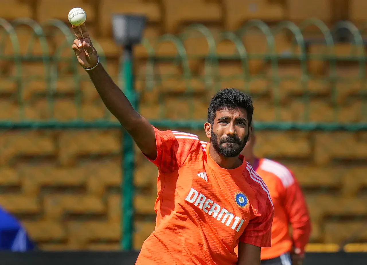 India's Jasprit Bumrah during a practice session ahead of the ICC Men's Cricket World Cup 2023 match