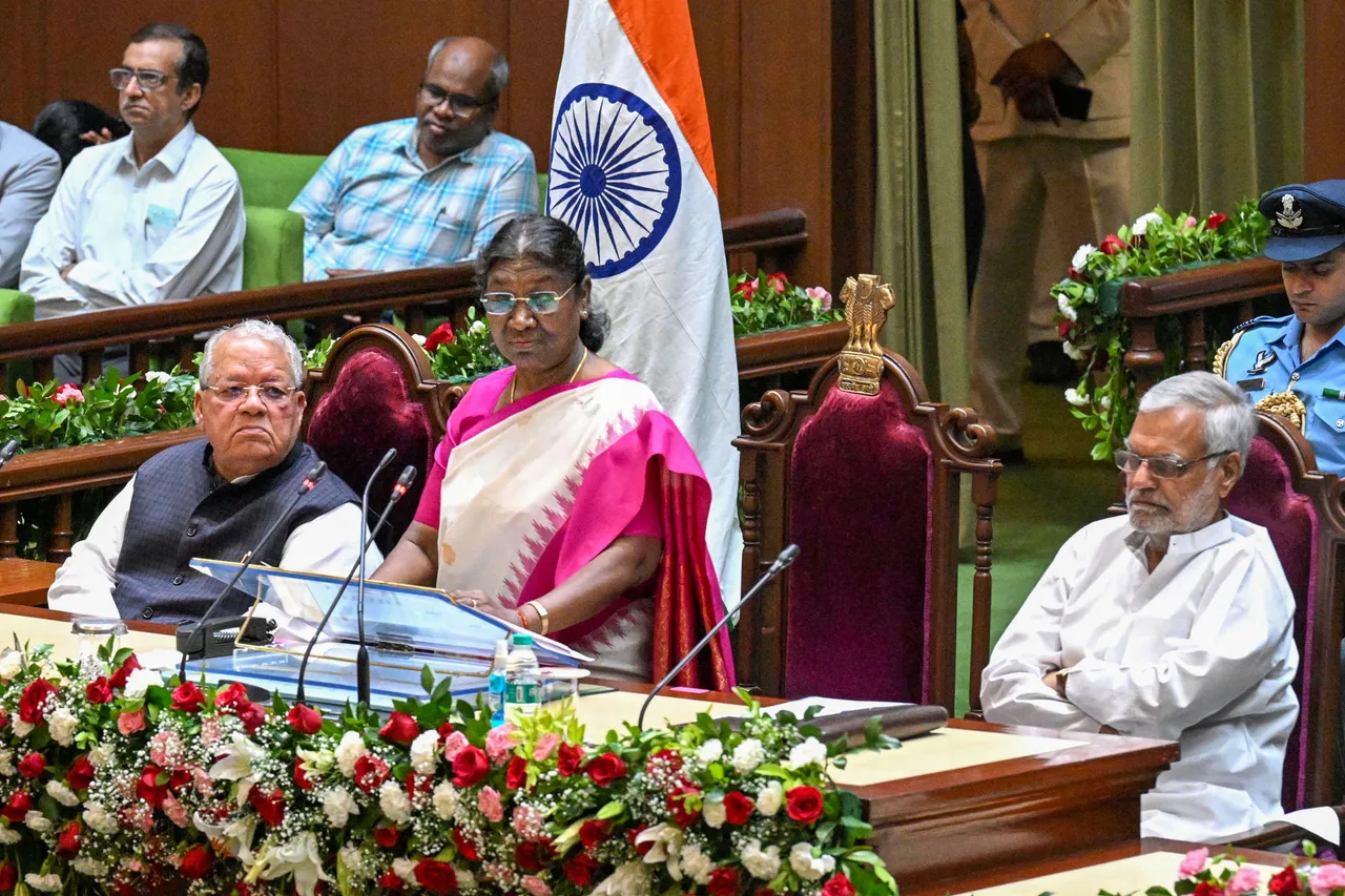 President Droupadi Murmu addresses during a session at Rajasthan Legislative Assembly, in Jaipur, Friday.jpg
