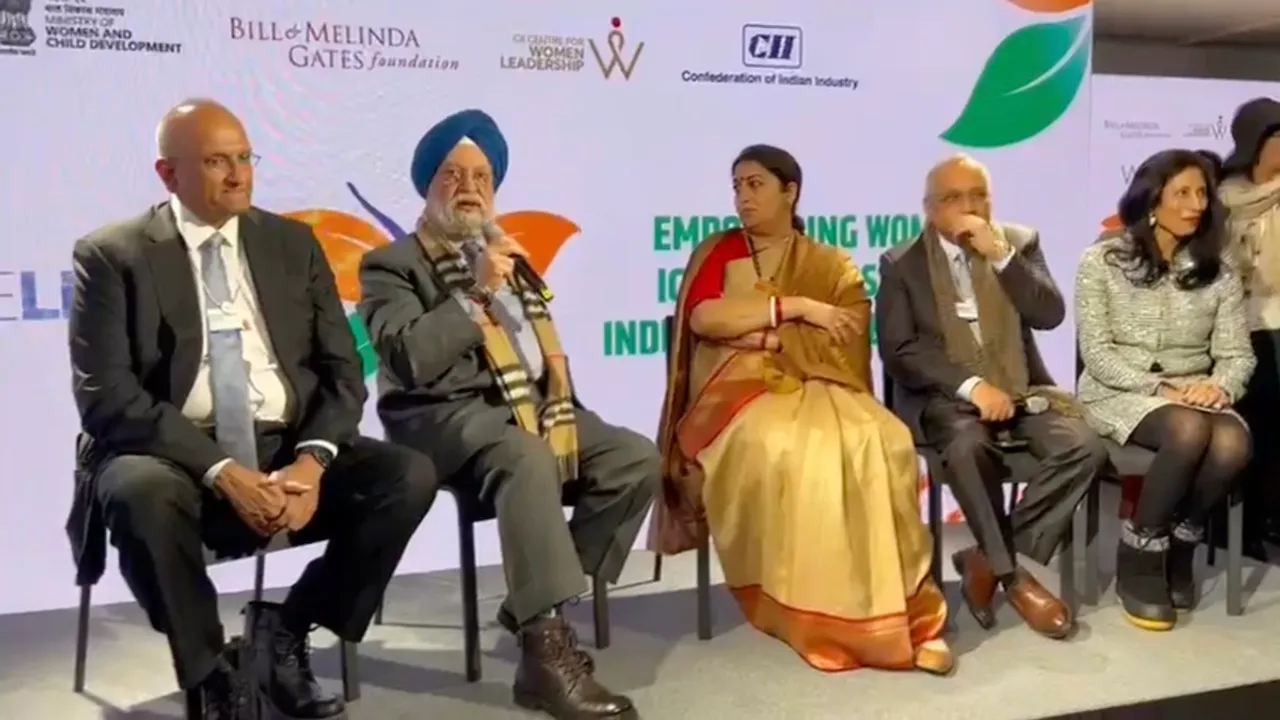 Hardeep Singh Puri and Smriti Irani at Davos