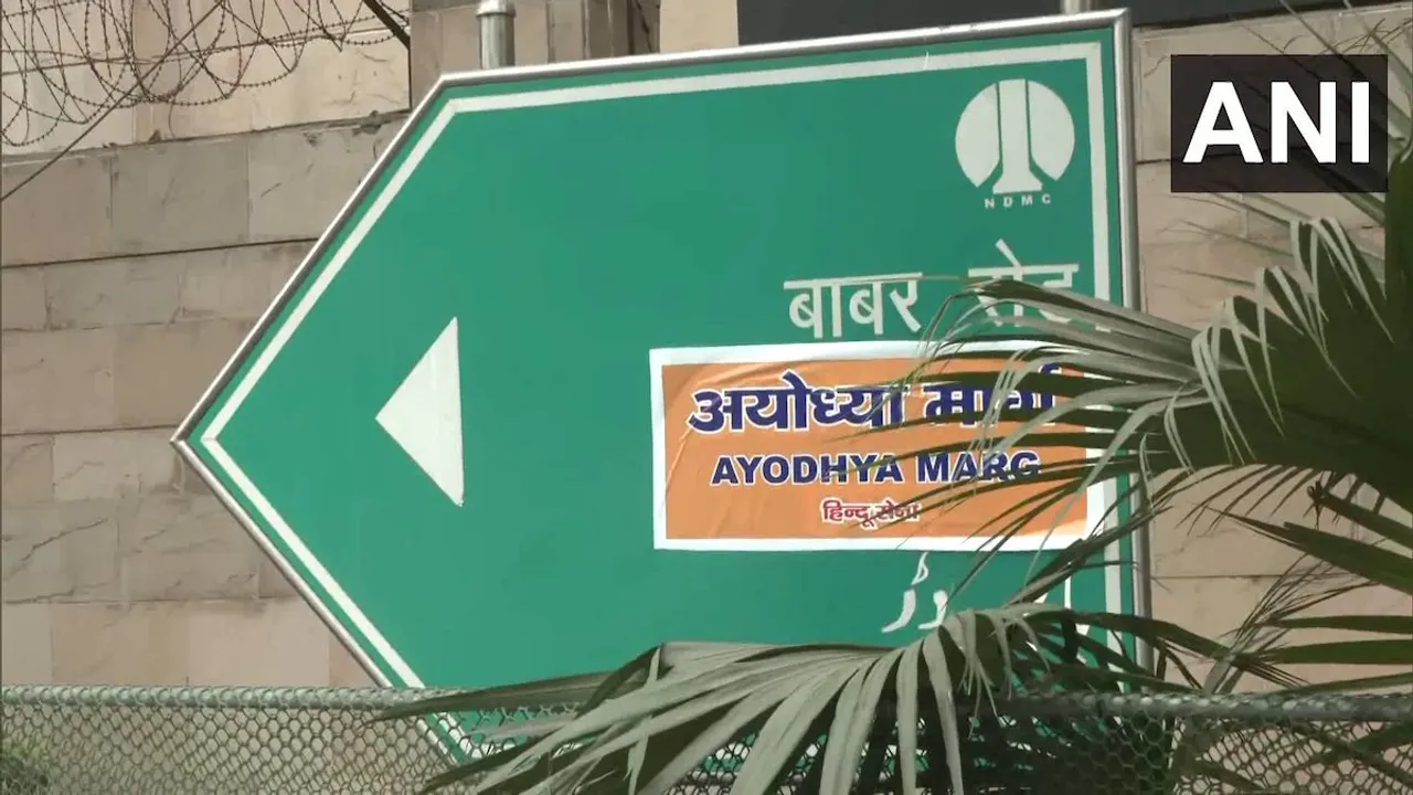 Hindu Sena deface Delhi's Babar Road signage
