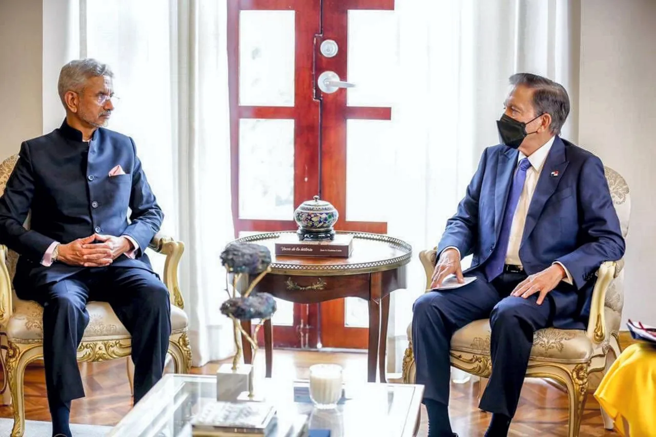 External Affairs Minister S. Jaishankar with Panama President Laurentino Cortizo during a meeting, in Panama