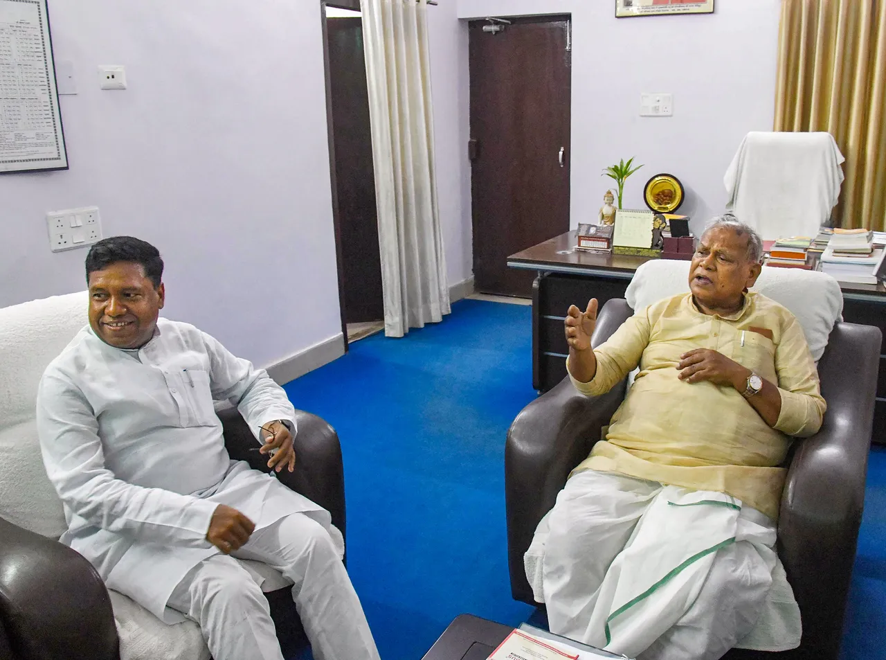 Santosh Kumar Suman and former Bihar CM and HAM (Secular) chief Jitan Ram Manjhi (File image)
