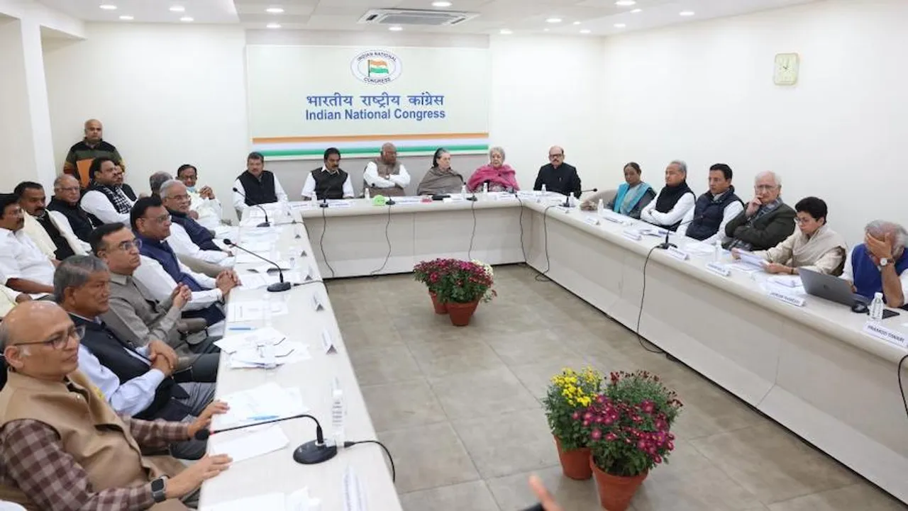 Congress Steering Committee, chaired by Congress President Mallikarjun Kharge and Chairperson CPP Sonia Gandhi, met at AICC HQ.