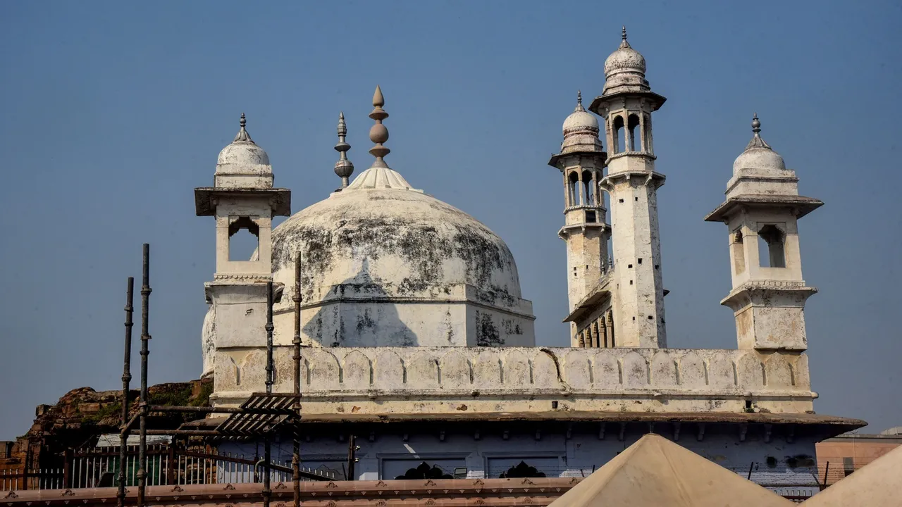 Gyanvapi Mosque complex as seen from the Kashi Vishwanath Temple