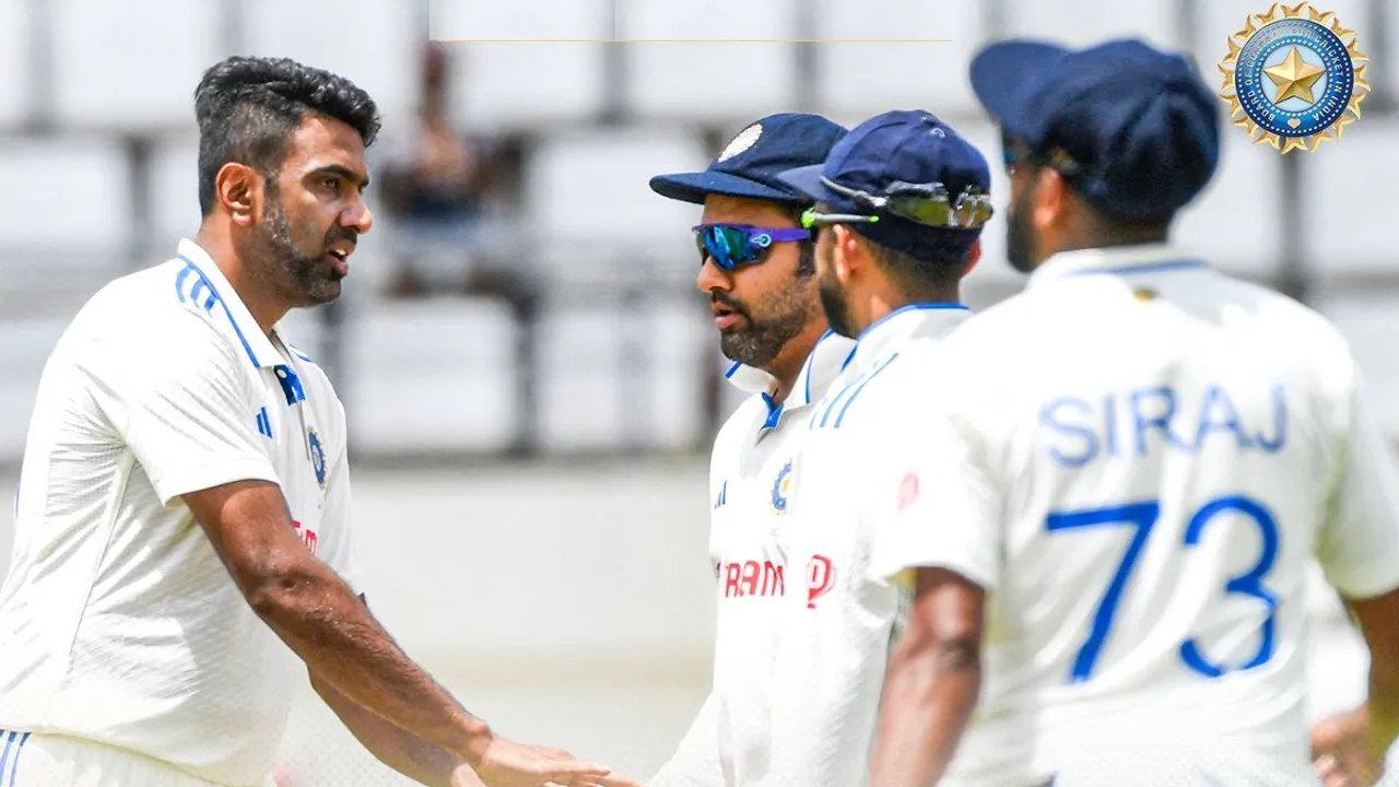 R Ashwin and Rohit Sharma on Day-1 during first Test match against West Indies