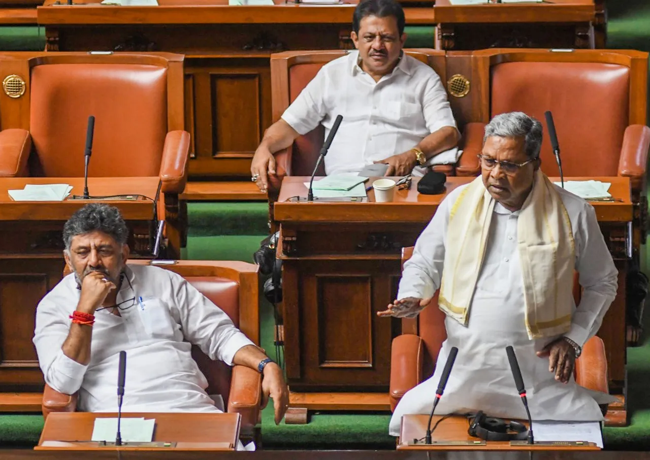 Karnataka Chief Minister Siddaramaiah speaks during the assembly session at Vidhanasoudha, in Bengaluru