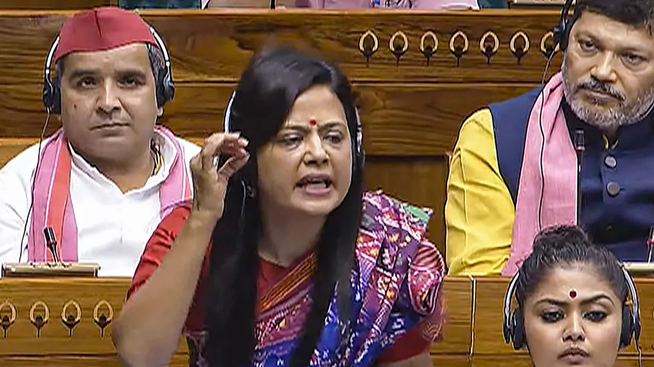 TMC MP Mahua Moitra speaks in the Lok Sabha during ongoing Parliament session, in New Delhi, Monday, July 1, 2024.