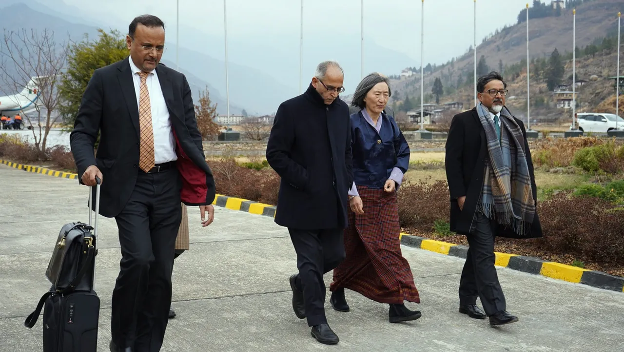 Foreign Secretary Vinay Mohan Kwatra with Foreign Secretary of Bhutan Aum Pema Choden during his official visit to Bhutan, in Paro