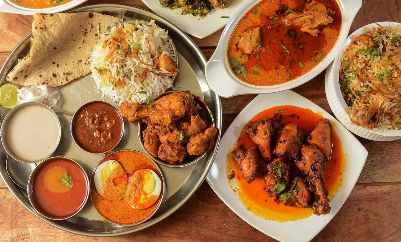 Veg thali and non veg thali food