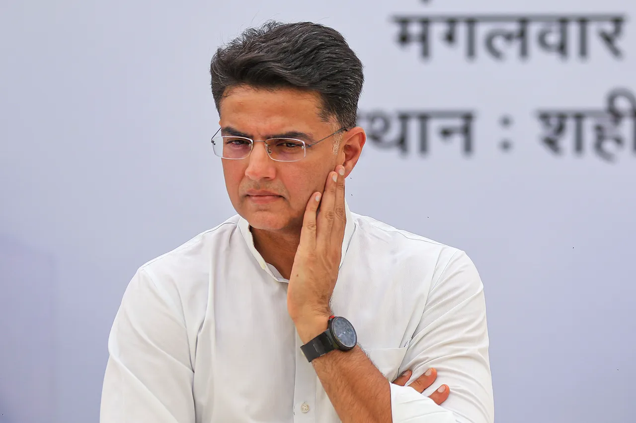 Congress leader Sachin Pilot during a hunger strike against the alleged corruption during previous BJP government in Rajasthan