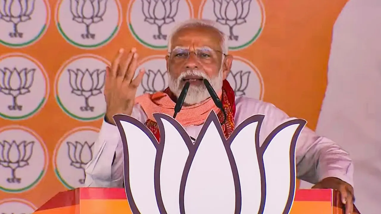 Prime Minister Narendra Modi during a poll rally for Lok Sabha elections, in Lalganj, Azamgarh, Thursday, May 16, 2024