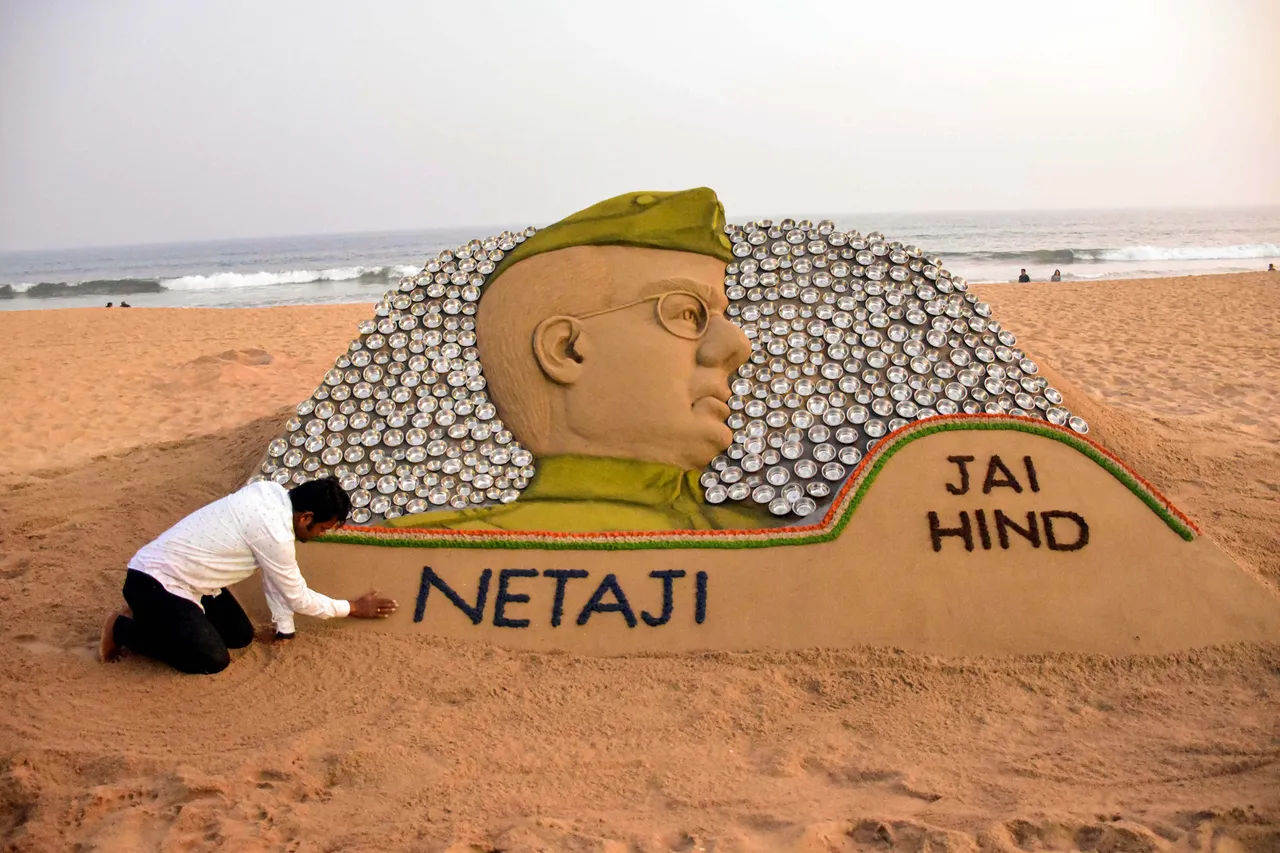 Subhash Chandra Bose Sand Art