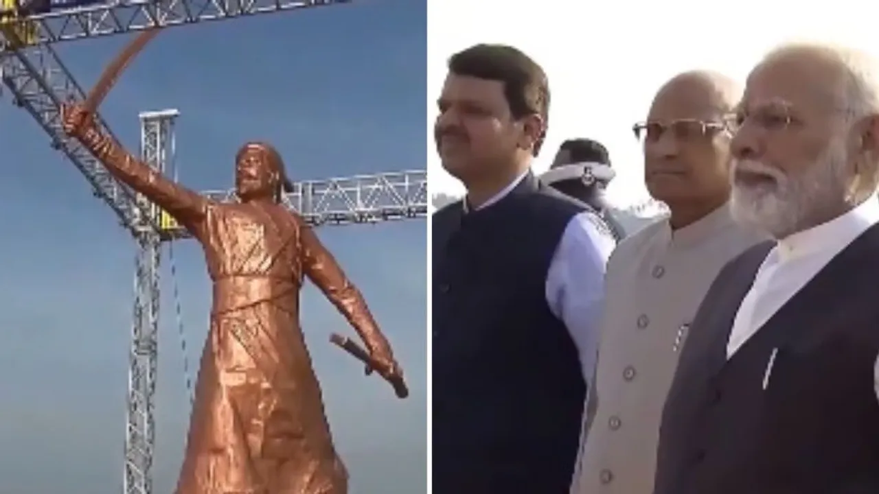 PM Modi unveils Shivaji Maharaj statue at Rajkot fort in Maharashtra