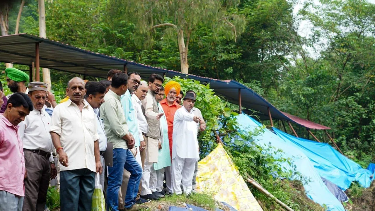 Anurag Thakur visits rain-affected villages in Himachal Pradesh
