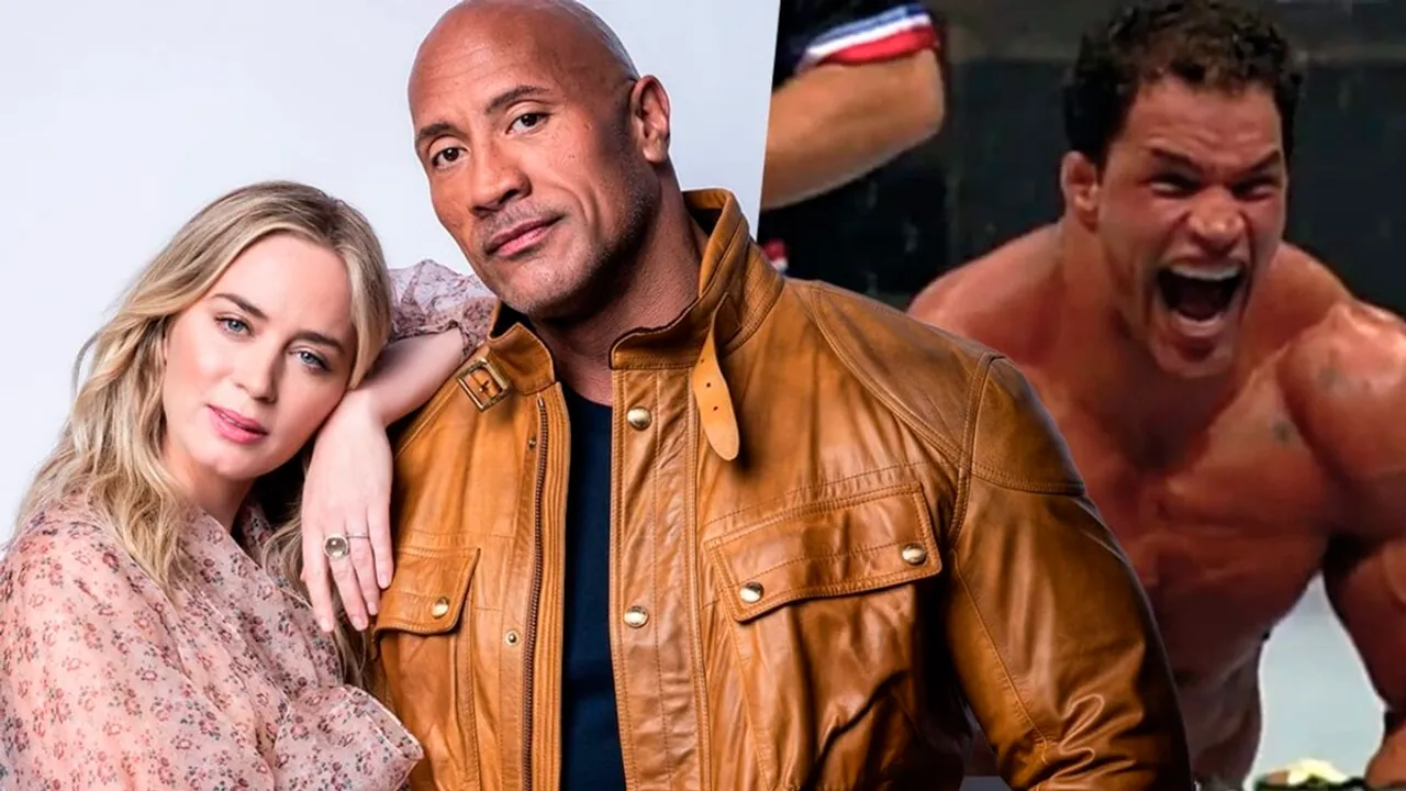 Emily Blunt with Dwayne Johnson
