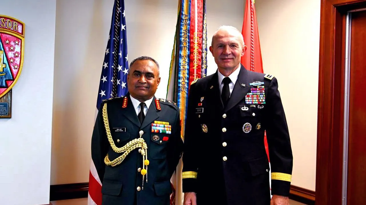 Army Chief General Manoj Pande with Chief of Staff of the United States Army General Randy George during a meeting in Florida