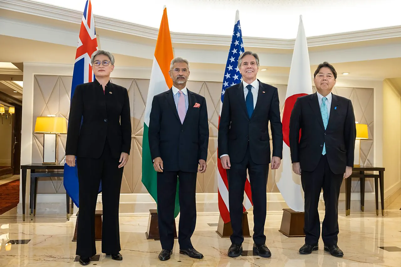 External Affairs Minister S. Jaishankar with US Secretary of State Antony Blinken, Japan's Minister for Foreign Affairs Yoshimasa Hayashi and Australia's Foreign Minister Penny Wong before the Quad Foreign Ministers Meeting, in New Delhi