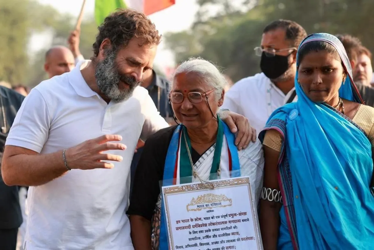 Rahul Gandhi and Medha Patkar during Bharat Jodo Yatra