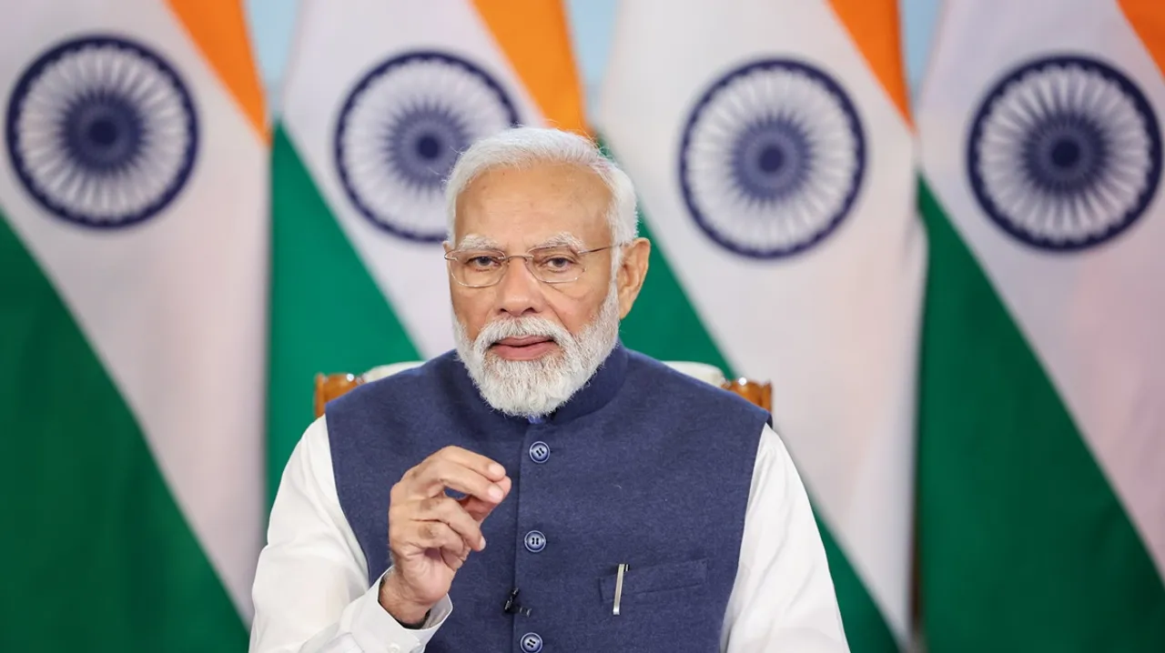Narendra Modi attends the inauguration ceremony of several India-assisted development projects at the Agalega Island in Mauritius, via a video conference, on Thursday, Feb. 29, 2024.