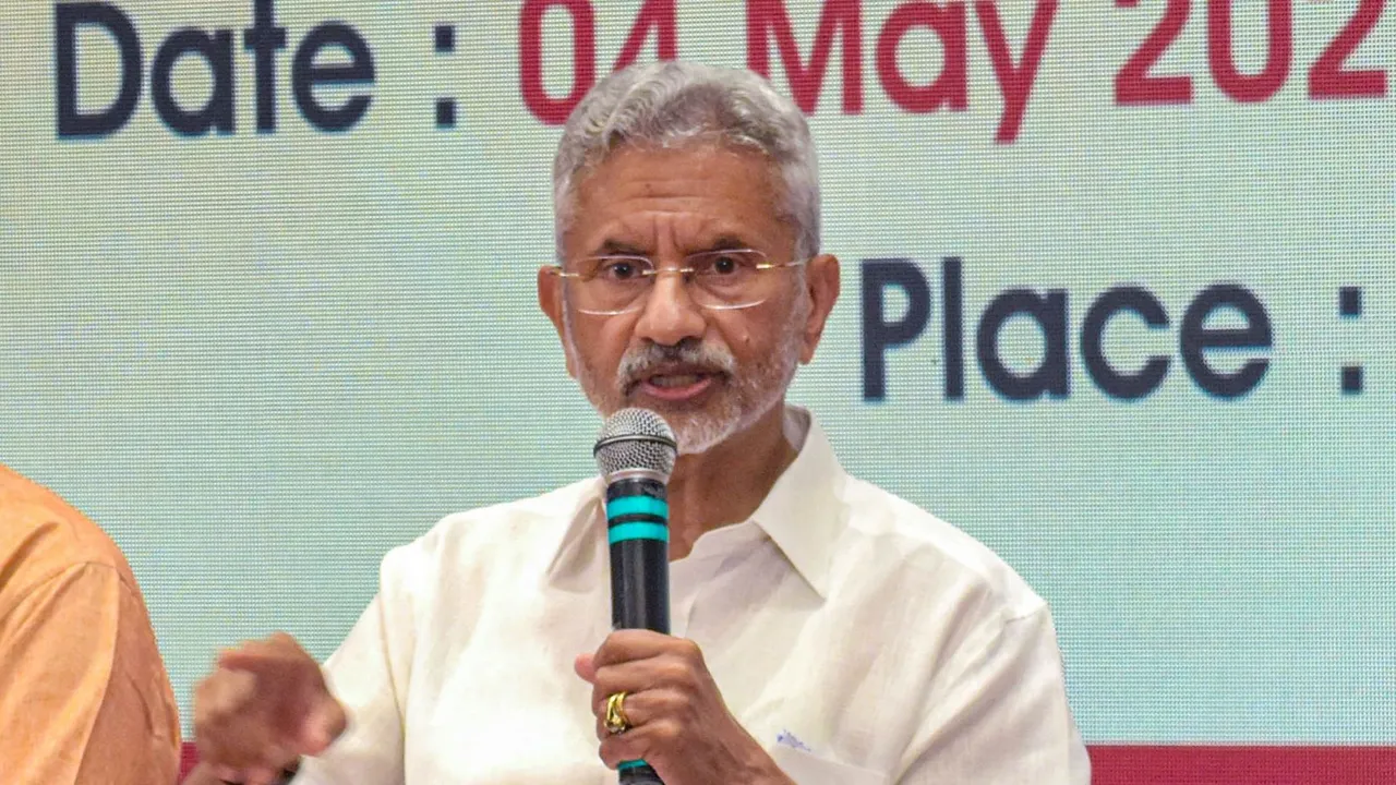 External Affairs Minister S Jaishankar addresses the media during a press conference, in Bhubaneswar, Saturday, May 4, 2024