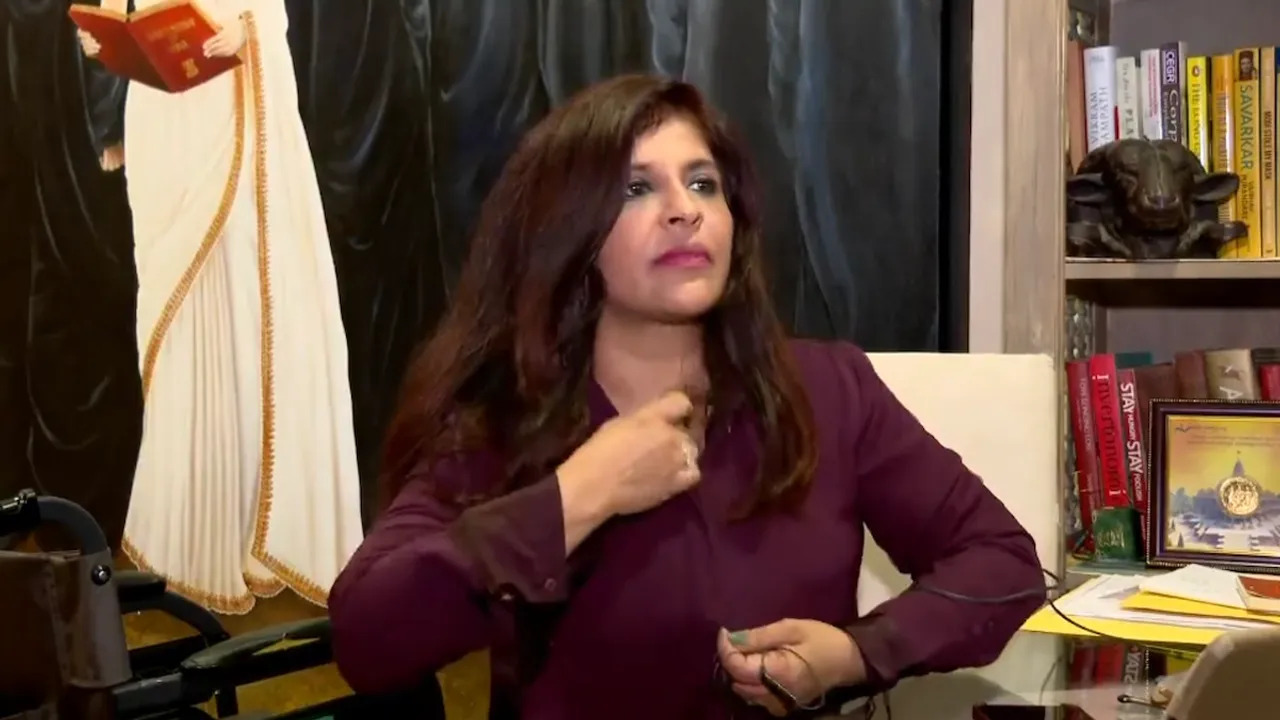 Shazia Ilmi in a videograb of the clip shared by Rajdeep Sardsai on X