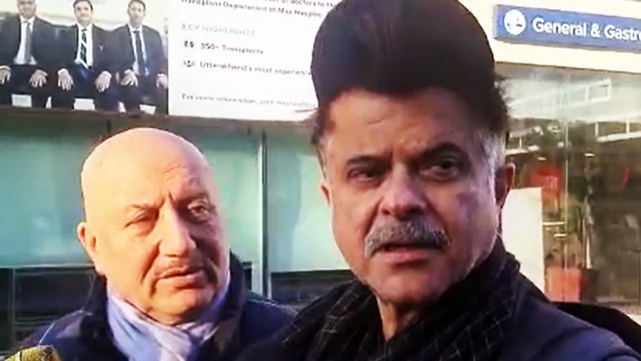 Anupam Kher and Anil Kapoor at Max Hospital, Dehradun