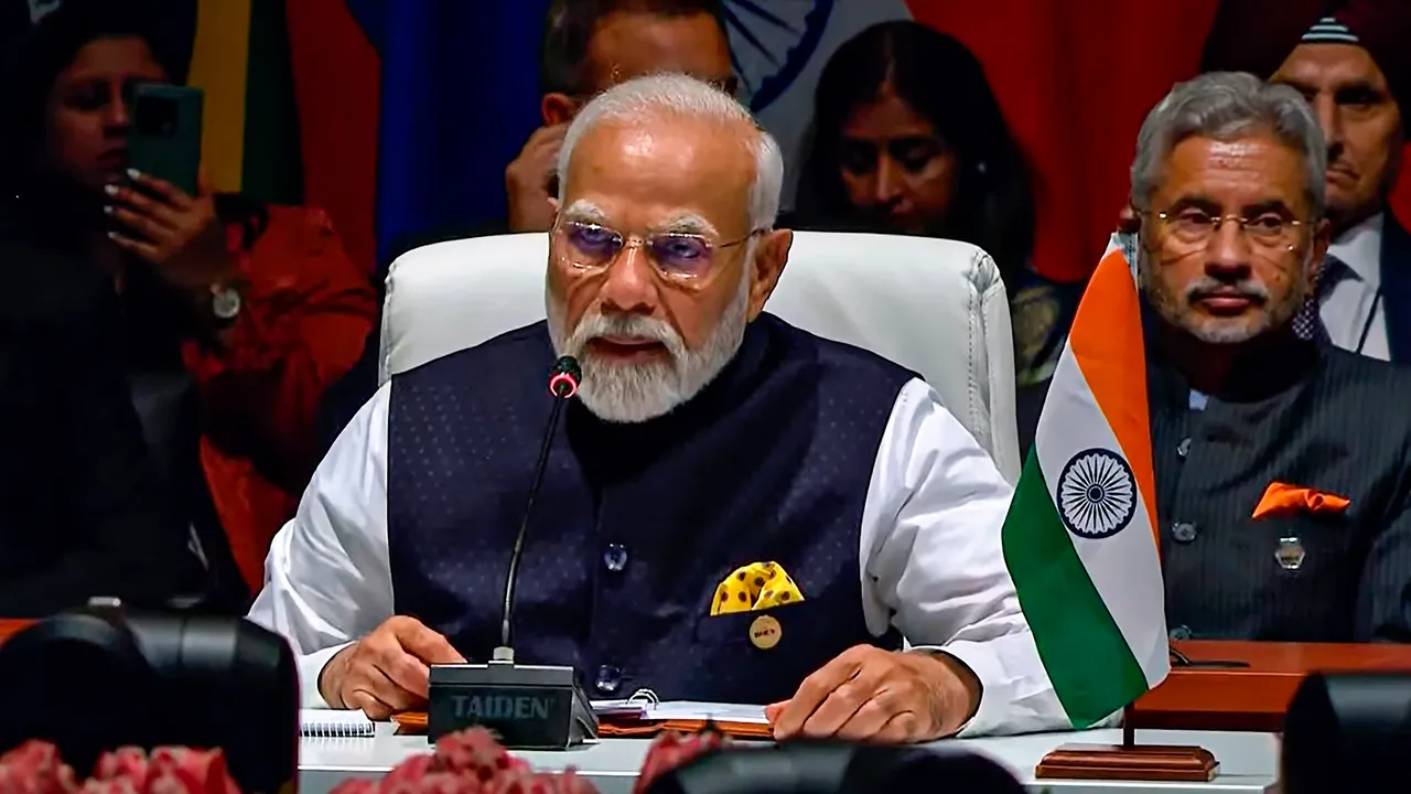 Prime Minister Narendra Modi addresses the plenary Session I of the 15th BRICS Summit in Johannesburg