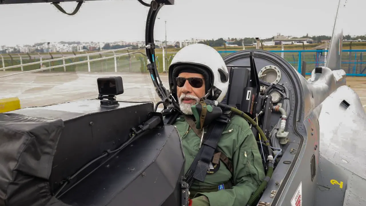 Prime Minister Narendra Modi takes a sortie on the Tejas, in Bengaluru