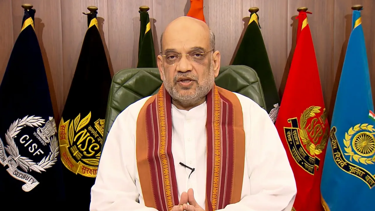 Union Home Minister Amit Shah delivers a video message