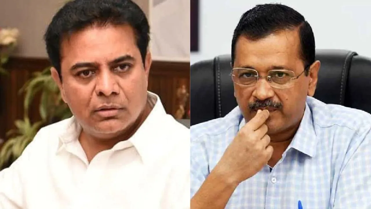  BRS working president K T Rama Rao and Delhi Chief Minister Arvind Kejriwal (File image)