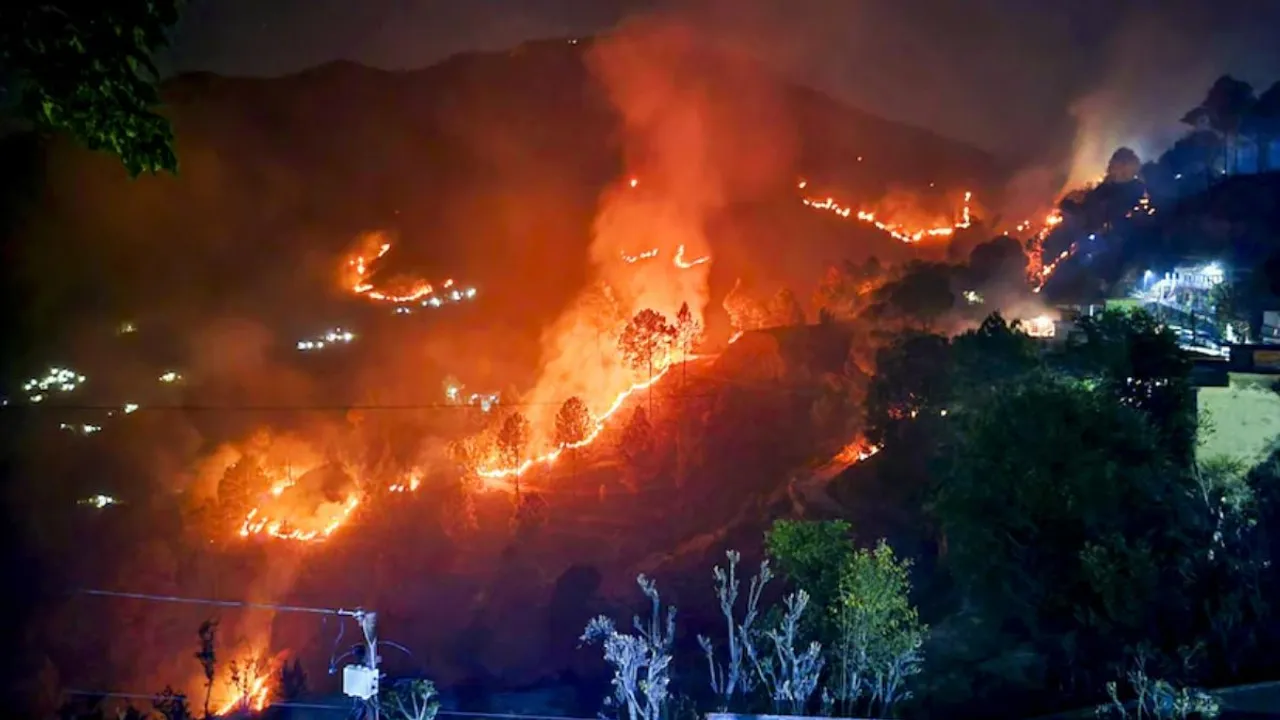 Flames Rise During A Forest Fire Near Saterakhal Village, In Rudraprayag District, Wednesday, April 24, 2024