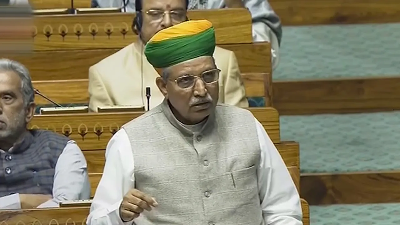 Union Minister Arjun Ram Meghwal speaks in the Lok Sabha during the Winter session of Parliament