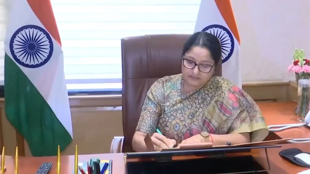 Annapurna Devi takes charge as the Minister of Women and Child Development.